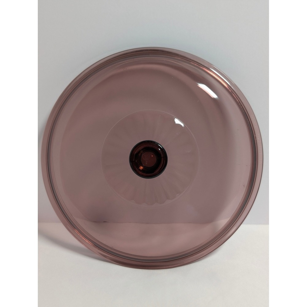 PYREX Cranberry Glass Lid 624-C Replacement Round Fluted Cover for 2 Qt Dish 024